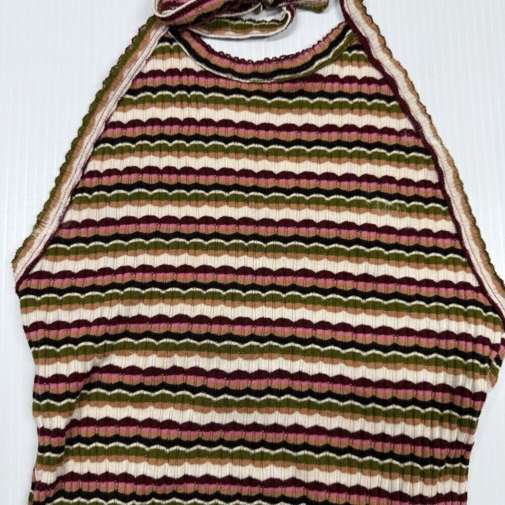 American Eagle Halter Top Striped y2k Brown Green size small spring outdoors - Picture 4 of 7